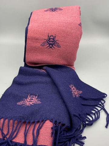Bee Scarf Pink & Navy